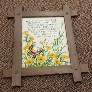 Vintage Framed Exquisite Serenity Prayer Crewel Needlepoint Embroidery